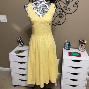 GAP Yellow Fitted Flare Dress Size 4